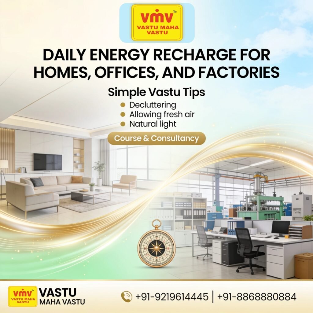 Daily Energy Recharge for Homes, Offices, and Factories: Simple Vastu Practices for Positive Spaces